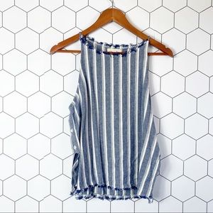 cloth & stone striped side button fray tank